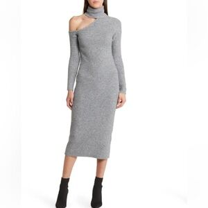 FLORET STUDIOS
Asymmetric Turtleneck Long Sleeve Rib Sweater Dress size S